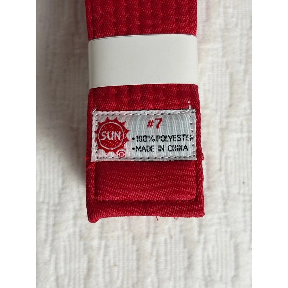 Sun Martial Arts # 7 Belt Double Wrap, Red, 1.5 In